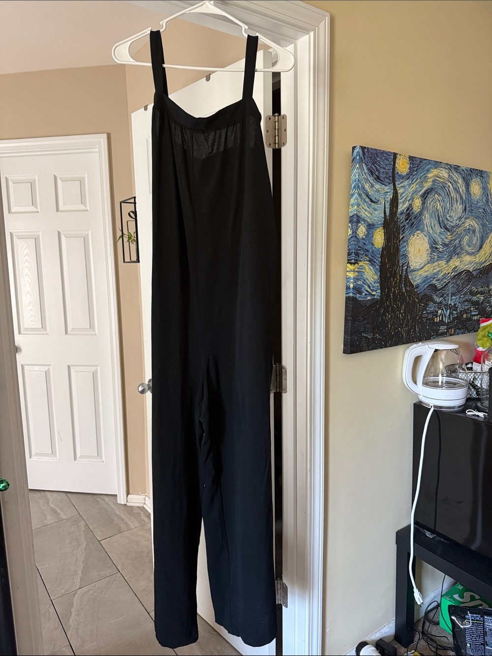 Women's Black Wide-Leg Jumpsuit with Tank Straps